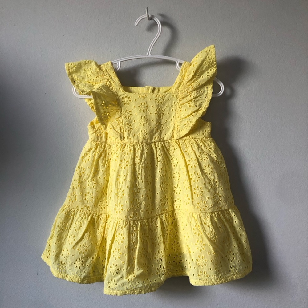 George Bright Yellow Eyelet Ruffle Sundress